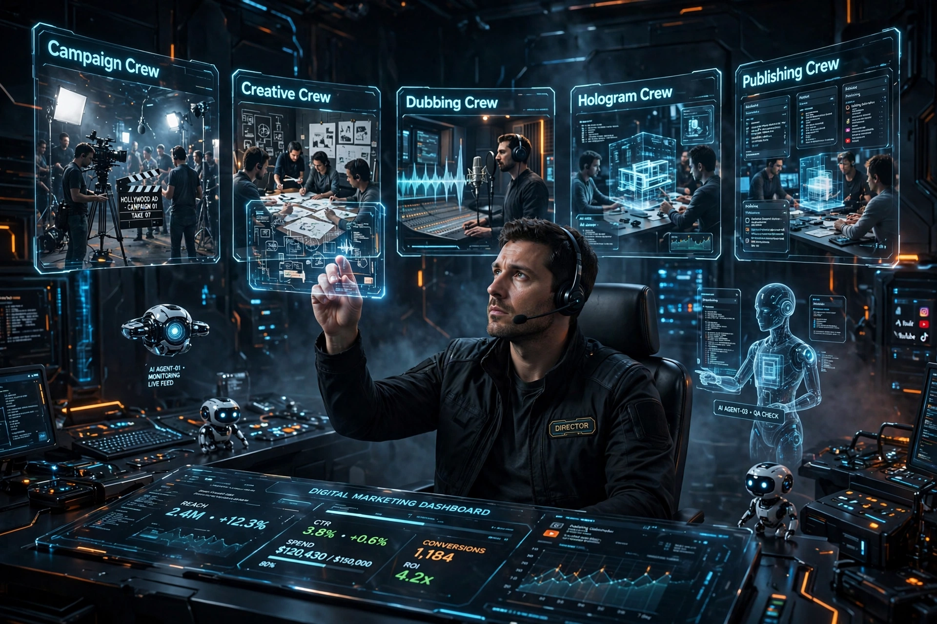 One Man Hollywood Crew - Campaign, Creative, Dubbing, Hologram, Publishing Crews